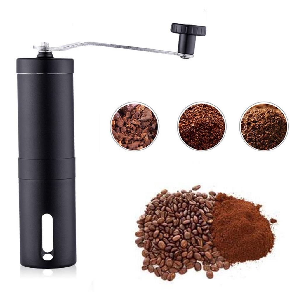 2 Size Manual Ceramic Coffee Grinder Stainless Steel Adjustable Coffee Bean Mill With Rubber Loop Ring Easy Clean Kitchen Tools